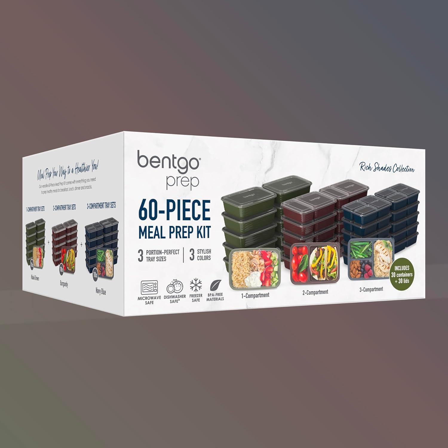 imageBentgo Prep 60Piece Meal Prep Kit  Reusable PFAS ampamp BPAFree Food Containers 1Compartment 2Compartment ampamp 3Compartments  Microwave Freezer ampamp Dishwasher Safe Gleam MetallicsRich Shades