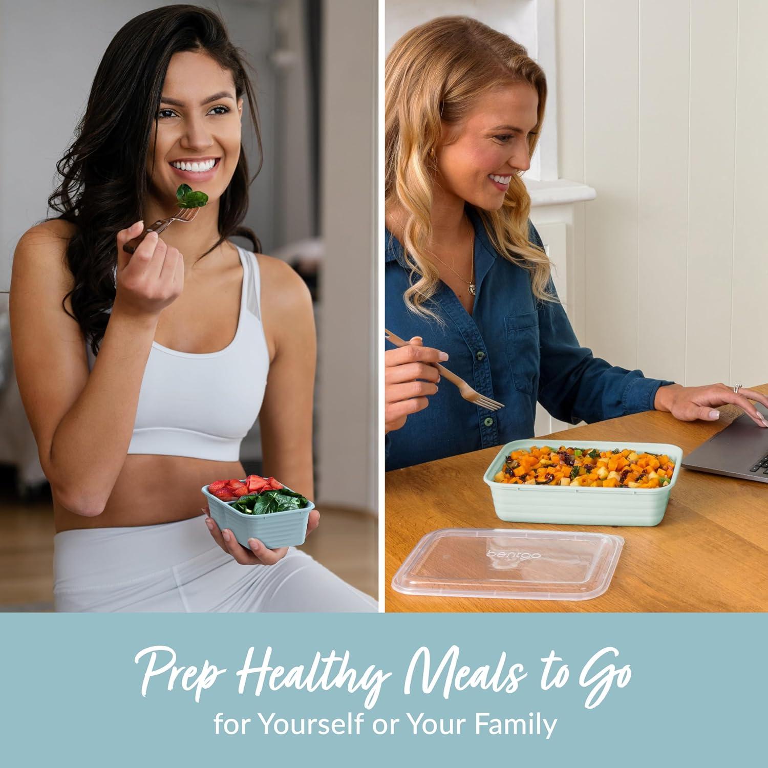 imageBentgo Prep 60Piece Variety Meal Prep Kit  Reusable PFAS ampamp BPAFree Food Containers 1Compartment Trays Prep Bowls ampamp Snack Boxes  Microwave Freezer ampamp Dishwasher Safe Rich ShadesFloral Pastels