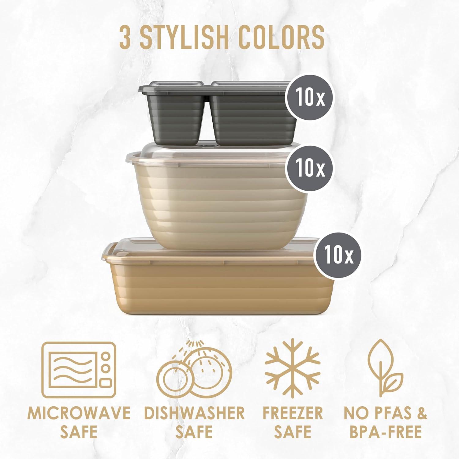 imageBentgo Prep 60Piece Variety Meal Prep Kit  Reusable PFAS ampamp BPAFree Food Containers 1Compartment Trays Prep Bowls ampamp Snack Boxes  Microwave Freezer ampamp Dishwasher Safe Rich ShadesGleam Metallics