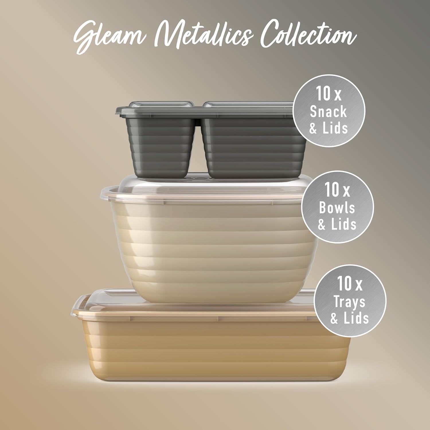 imageBentgo Prep 60Piece Variety Meal Prep Kit  Reusable PFAS ampamp BPAFree Food Containers 1Compartment Trays Prep Bowls ampamp Snack Boxes  Microwave Freezer ampamp Dishwasher Safe Rich ShadesGleam Metallics