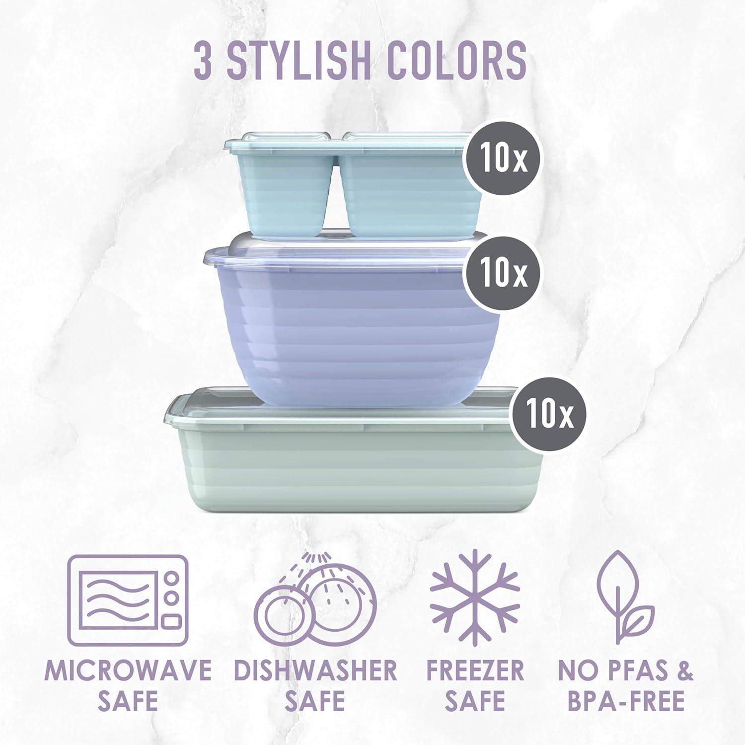 imageBentgo Prep 60Piece Variety Meal Prep Kit  Reusable PFAS ampamp BPAFree Food Containers 1Compartment Trays Prep Bowls ampamp Snack Boxes  Microwave Freezer ampamp Dishwasher Safe Rich ShadesFloral Pastels