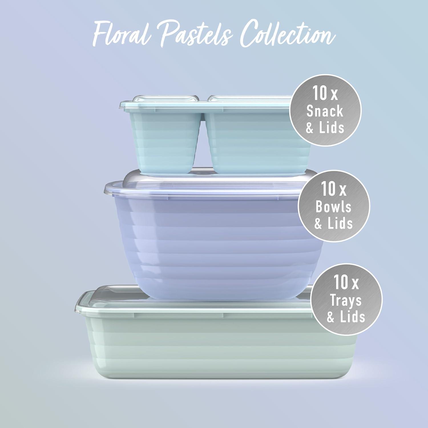 imageBentgo Prep 60Piece Variety Meal Prep Kit  Reusable PFAS ampamp BPAFree Food Containers 1Compartment Trays Prep Bowls ampamp Snack Boxes  Microwave Freezer ampamp Dishwasher Safe Rich ShadesFloral Pastels