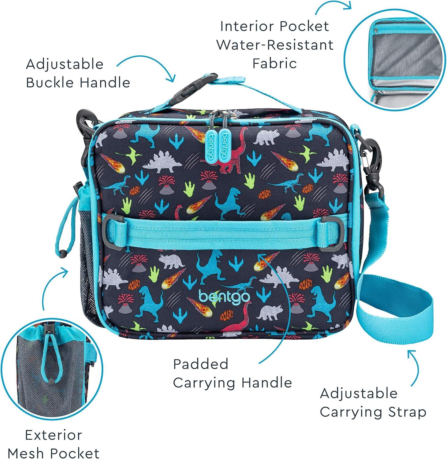 imageBentgo Prints Insulated Lunch Bag Set With Kids BentoStyle Lunch Box Dinosaur