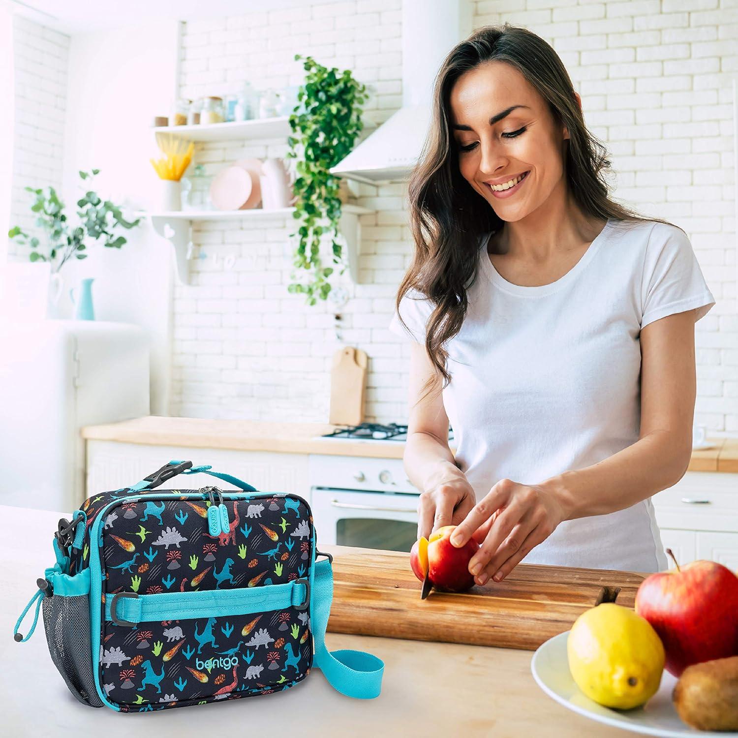 imageBentgo Prints Insulated Lunch Bag Set With Kids BentoStyle Lunch Box Dinosaur