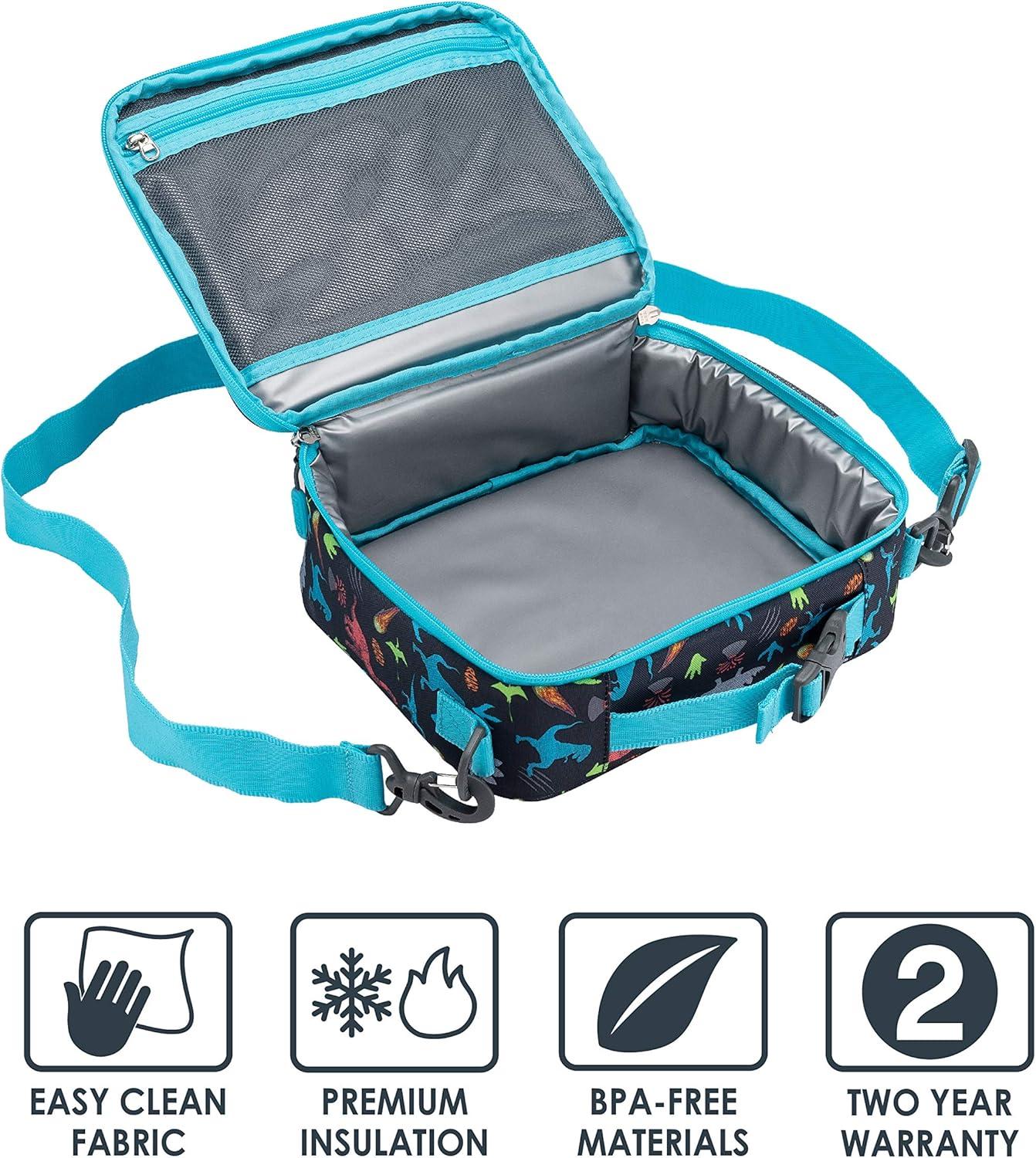 imageBentgo Prints Insulated Lunch Bag Set With Kids BentoStyle Lunch Box Dinosaur