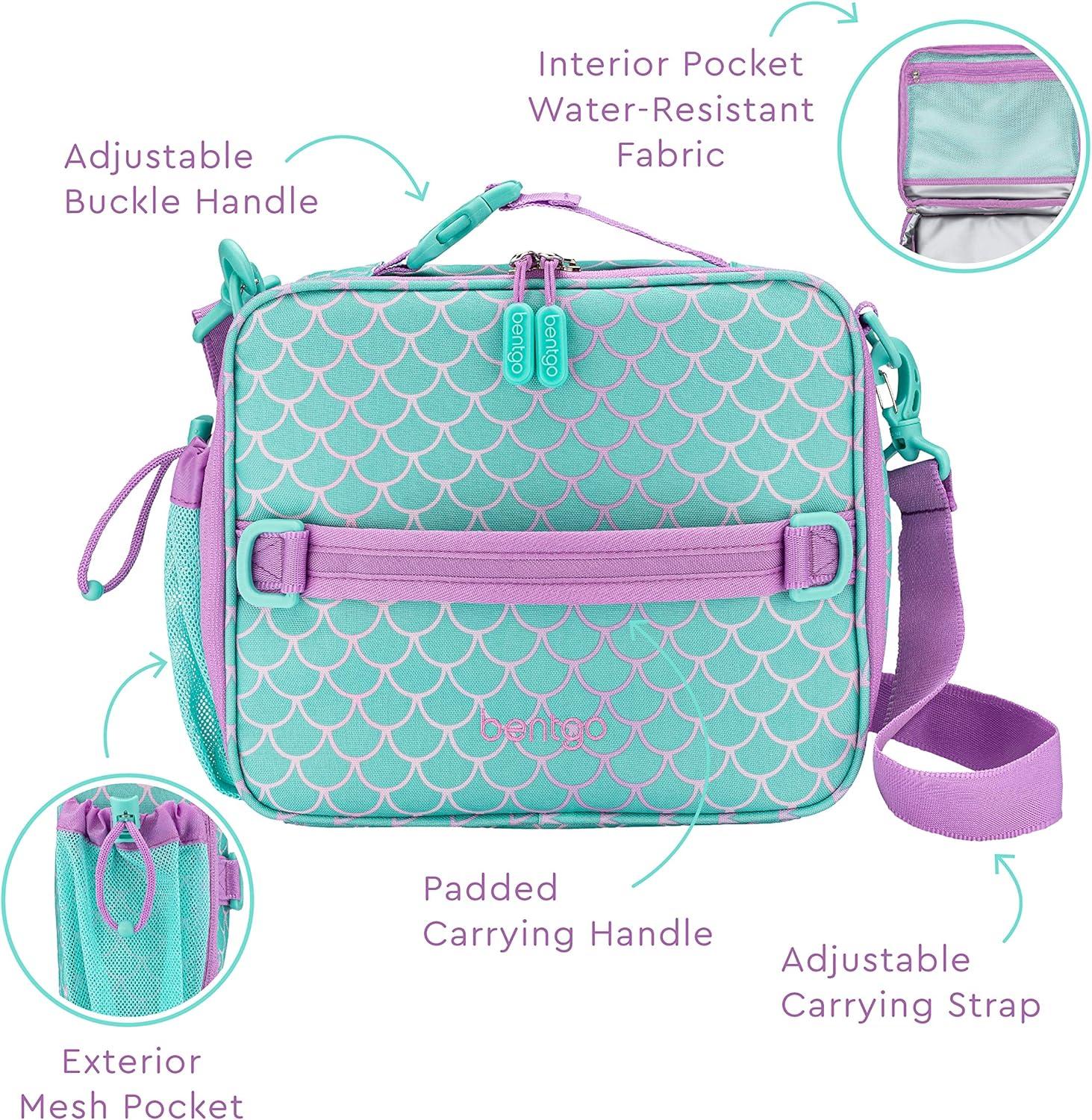 imageBentgo Prints Insulated Lunch Bag Set With Kids BentoStyle Lunch Box Mermaid Scales