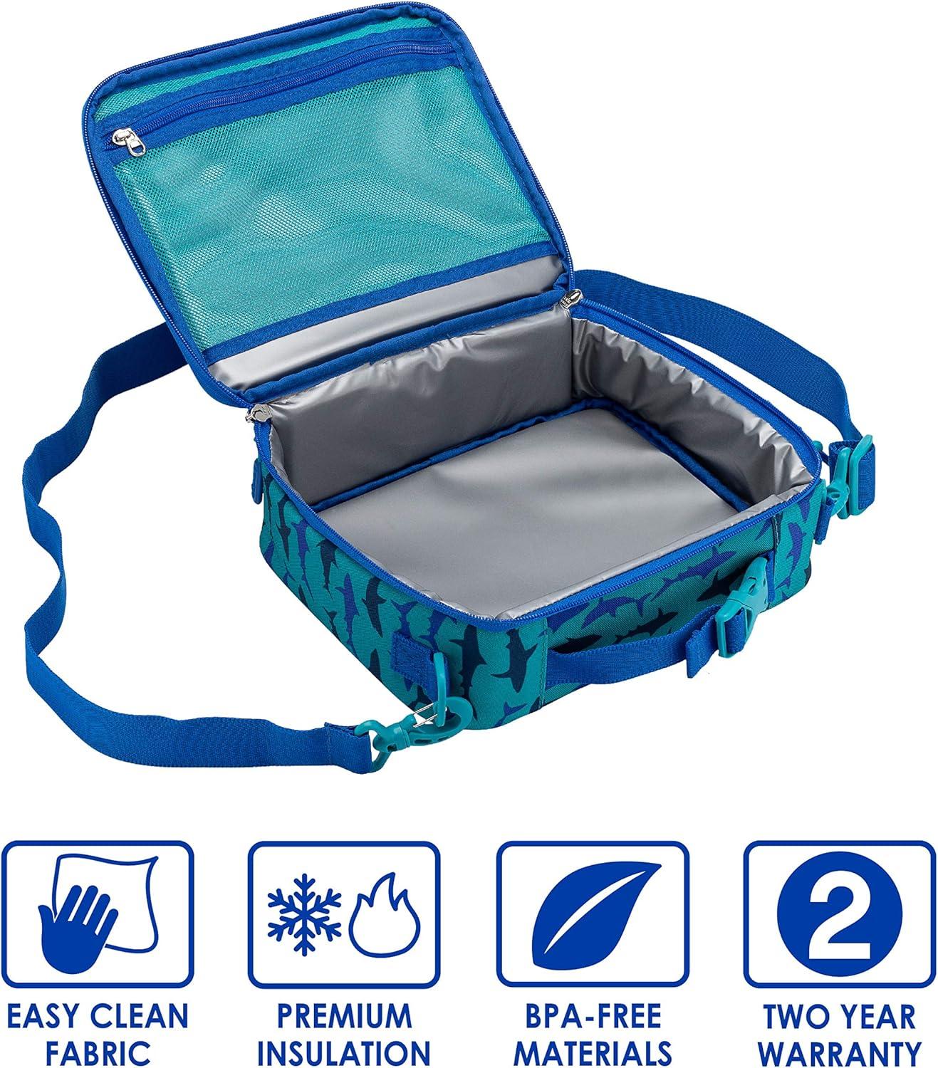 imageBentgo Prints Insulated Lunch Bag Set With Kids BentoStyle Lunch Box Shark