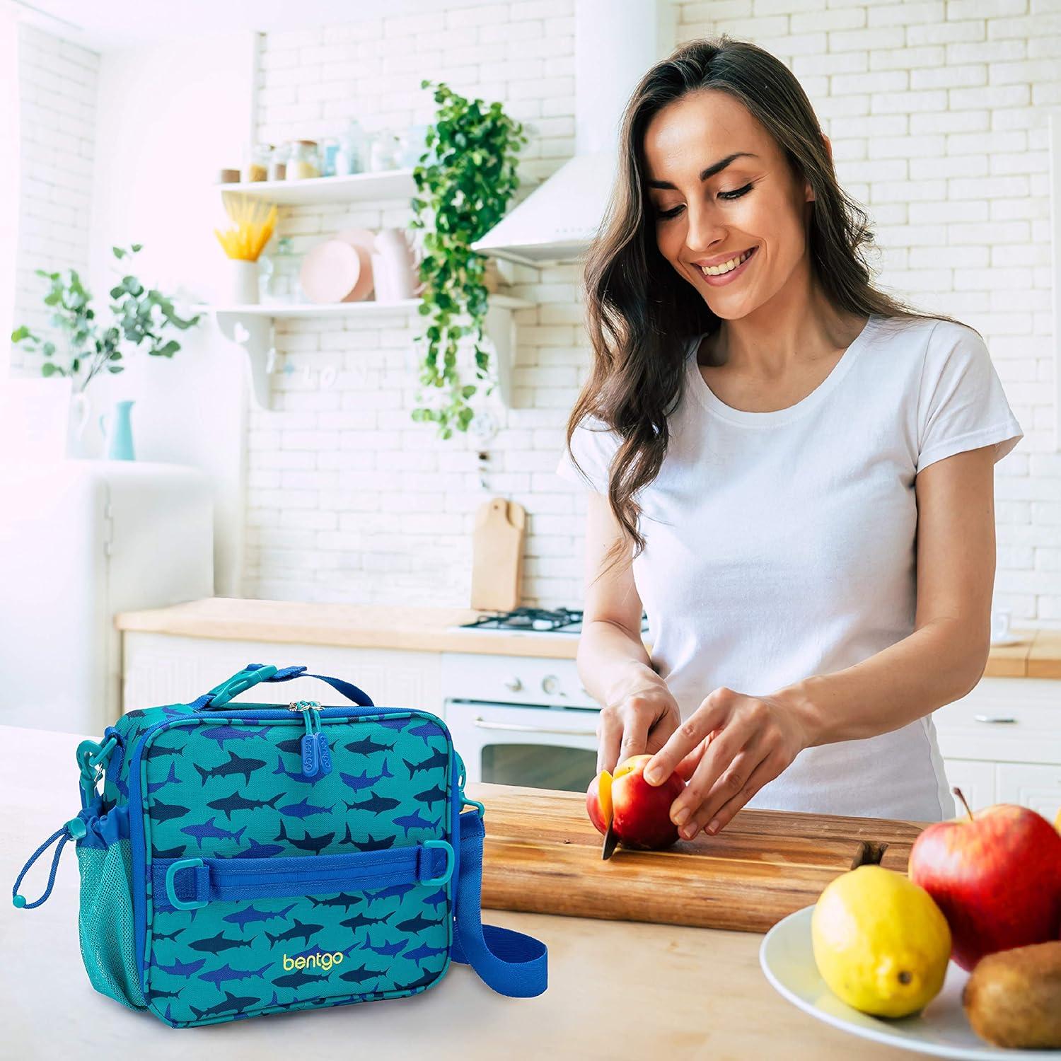 imageBentgo Prints Insulated Lunch Bag Set With Kids BentoStyle Lunch Box Shark