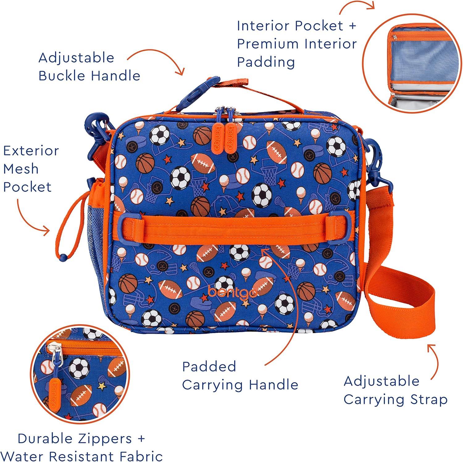 imageBentgo Prints Insulated Lunch Bag Set With Kids BentoStyle Lunch Box Sports