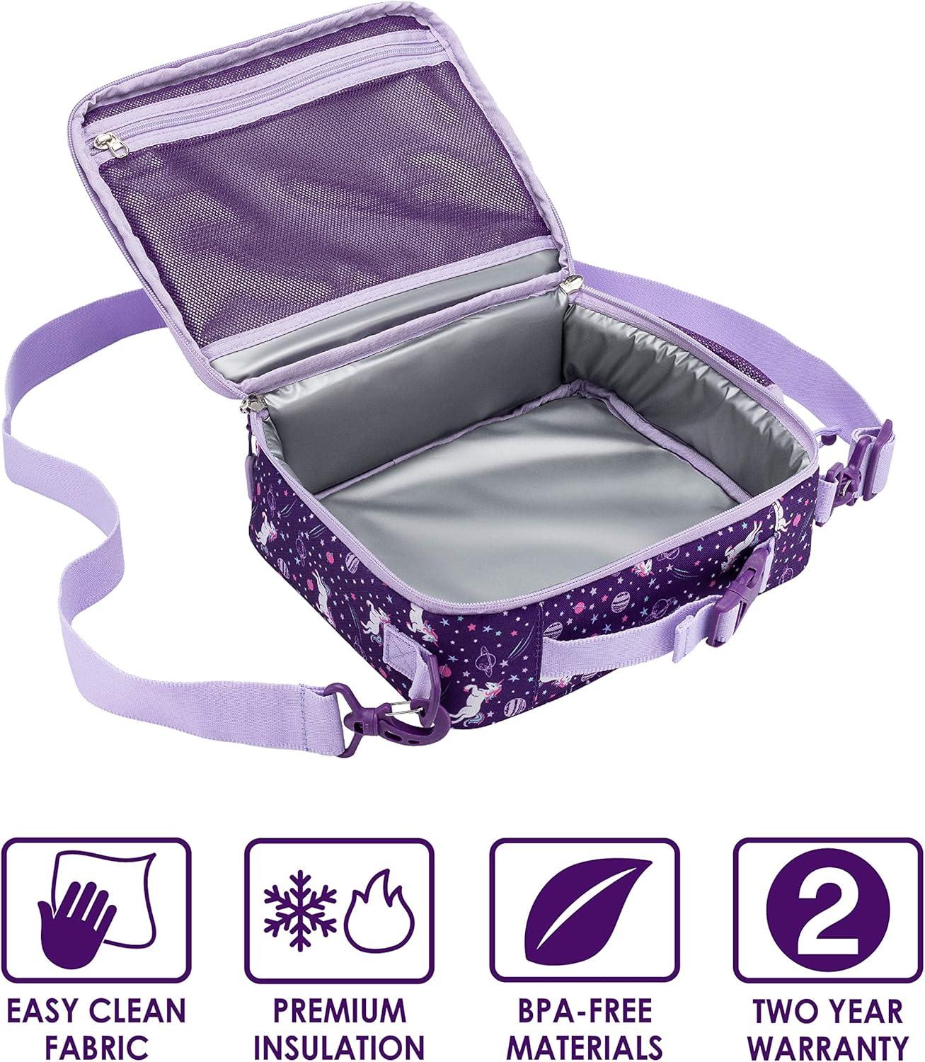 imageBentgo Prints Insulated Lunch Bag Set With Kids BentoStyle Lunch Box Unicorn