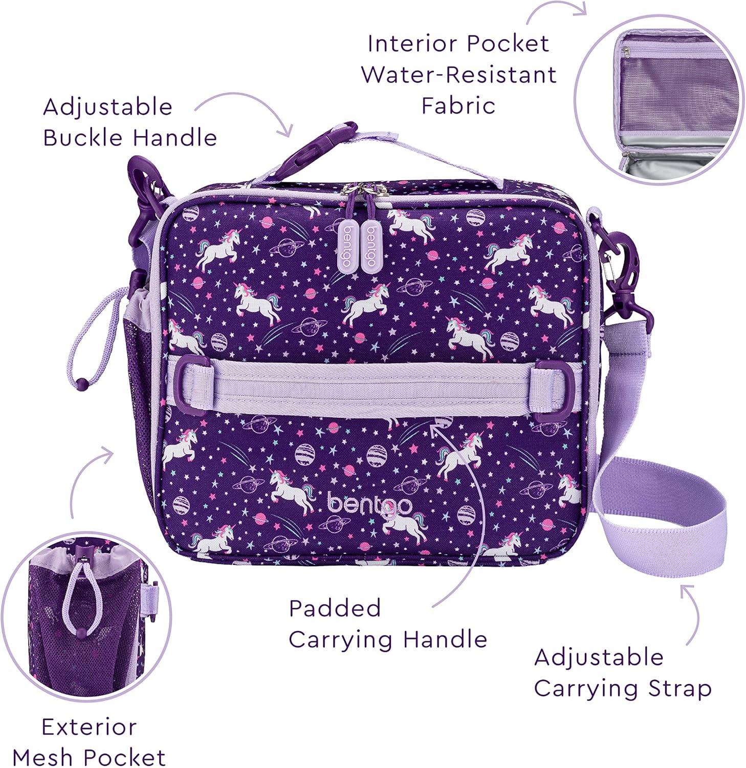 imageBentgo Prints Insulated Lunch Bag Set With Kids BentoStyle Lunch Box Unicorn