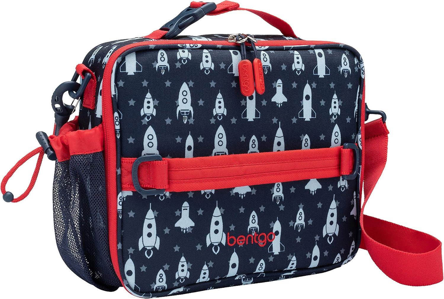 imageBentgo Prints Insulated Lunch Bag Set With Kids BentoStyle Lunch Box and 4 Reusable Ice Packs Space Rockets