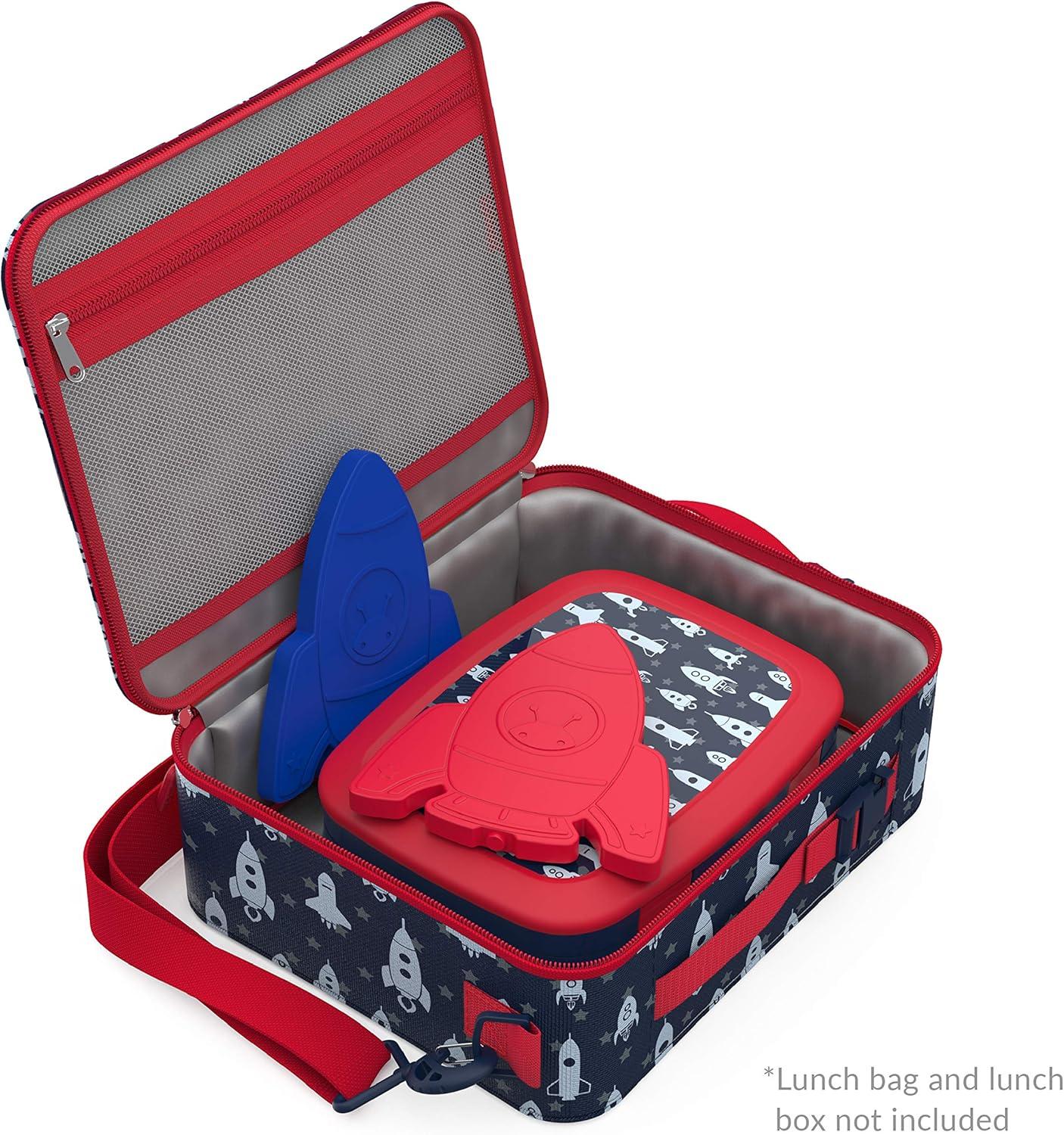 imageBentgo Prints Insulated Lunch Bag Set With Kids BentoStyle Lunch Box and 4 Reusable Ice Packs Space Rockets