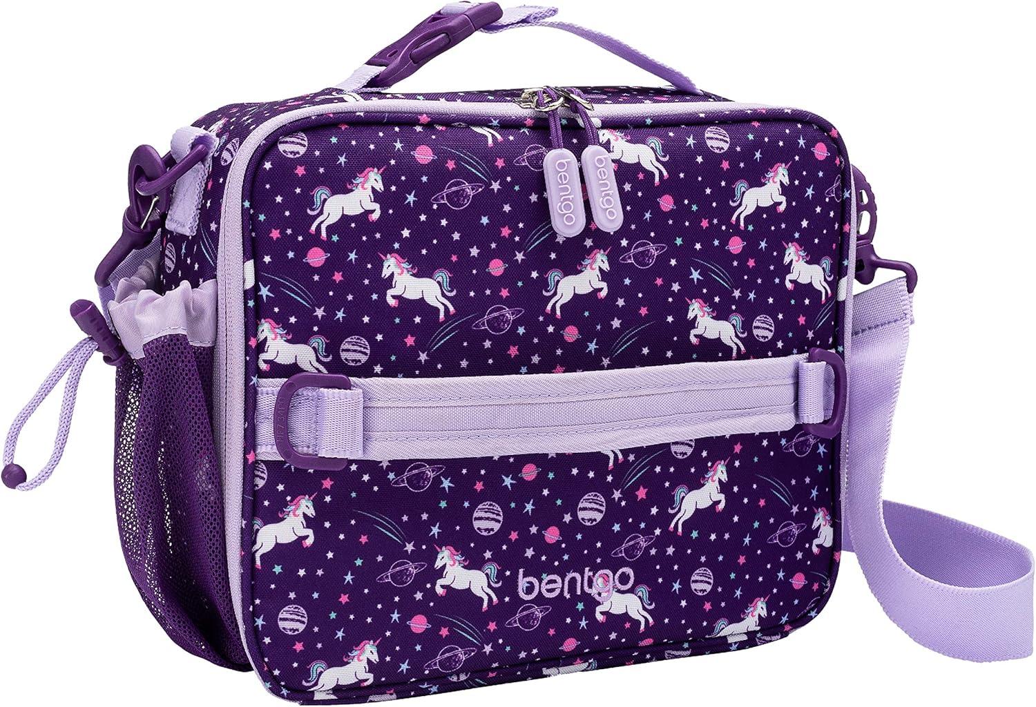 imageBentgo Prints Insulated Lunch Bag Set With Kids BentoStyle Lunch Box and 4 Reusable Ice Packs Unicorn