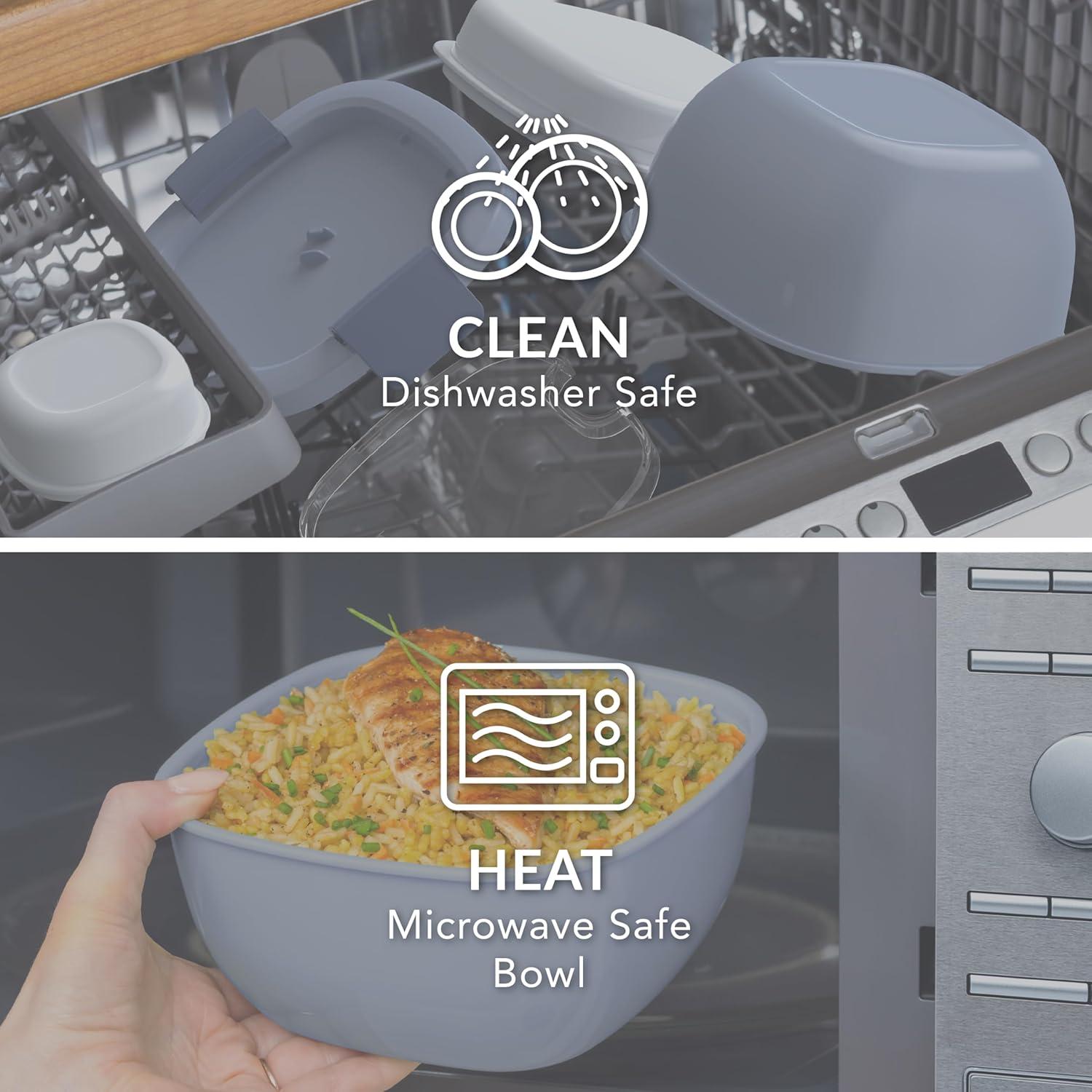 imageBentgo Salad Container  54 oz Bowl with 4Compartment Toppings Tray LeakProof Dressing Container Reusable Fork BPAFree Lunch Box for Meal Prep ampamp Food Storage Removable Bento Tray Coastal AquaSlate