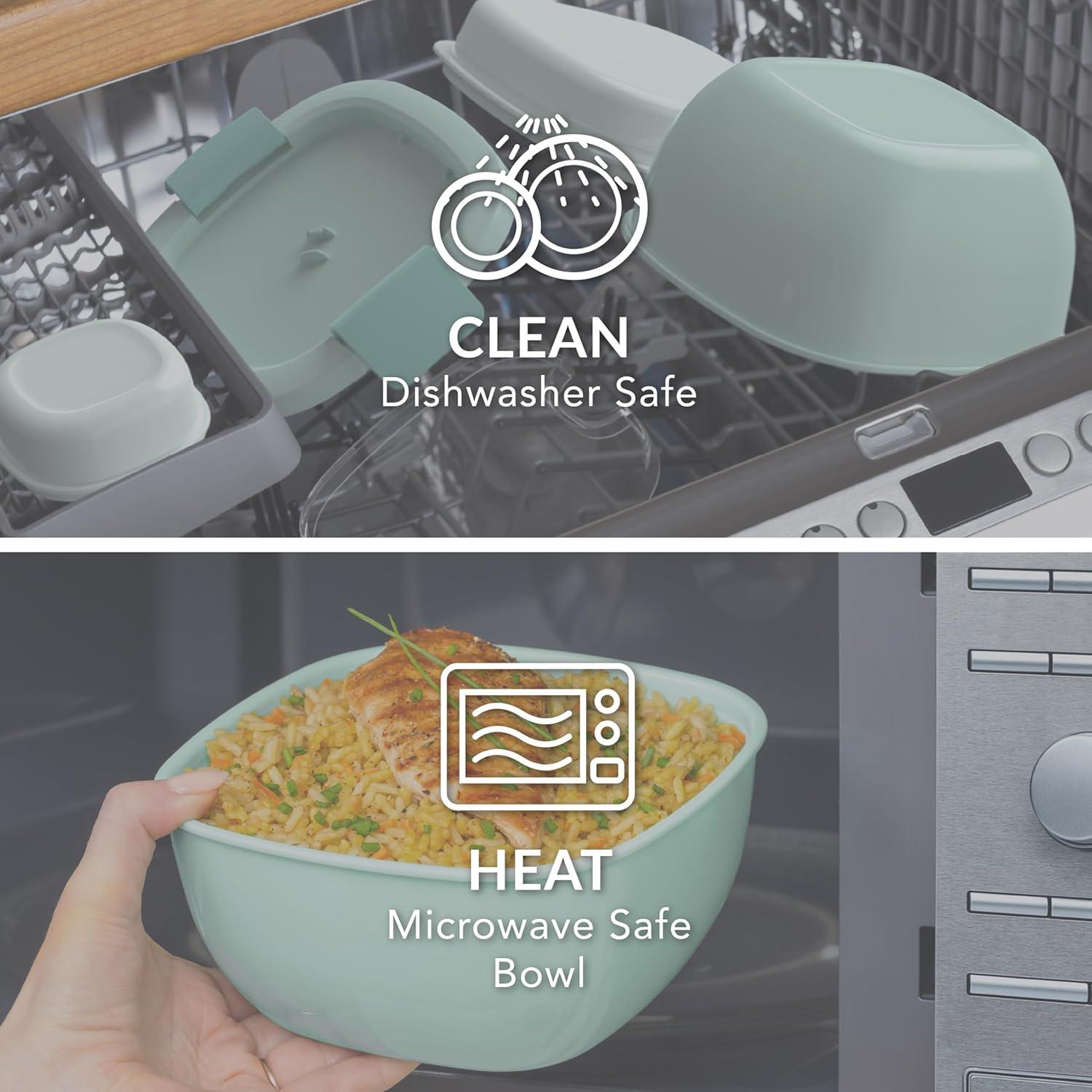 imageBentgo Salad Container  54 oz Bowl with 4Compartment Toppings Tray LeakProof Dressing Container Reusable Fork BPAFree Lunch Box for Meal Prep ampamp Food Storage Removable Bento Tray Coastal AquaCoastal Aqua