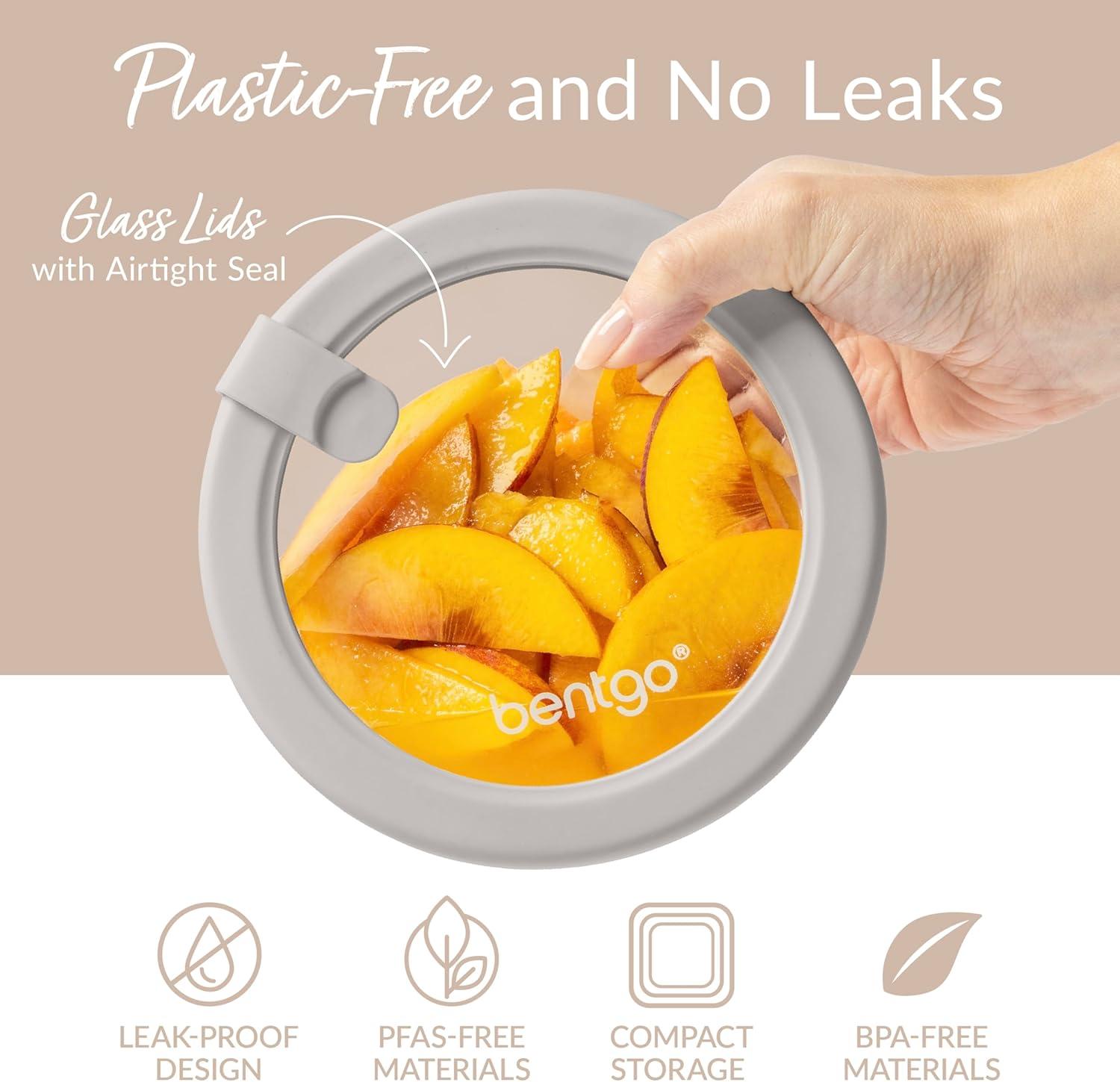 imageBentgo Signature LeakProof Glass Food Storage  18Piece Set 1Compartment PlasticFree Containers with Airtight Glass Lids BPAFree Microwave Freezer Oven ampamp Dishwasher Safe White StoneWhite Stone
