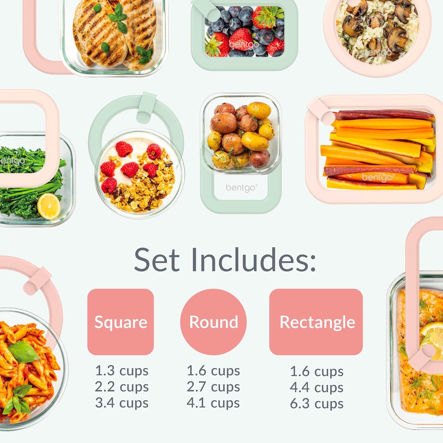 imageBentgo Signature LeakProof Glass Food Storage  18Piece Set 1Compartment PlasticFree Containers with Airtight Glass Lids BPAFree Microwave Freezer Oven ampamp Dishwasher Safe White StoneDesert Sage