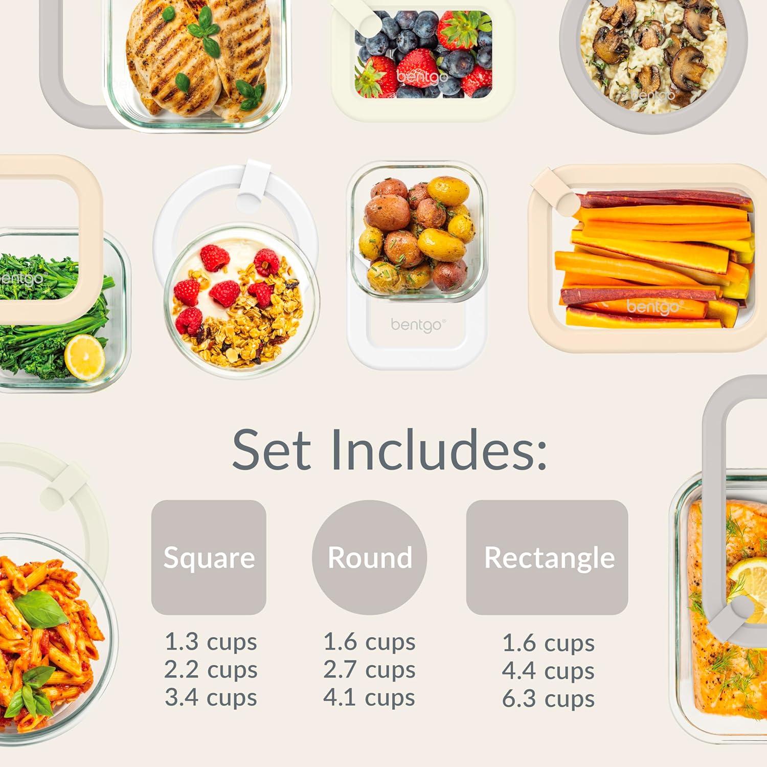 imageBentgo Signature LeakProof Glass Food Storage  18Piece Set 1Compartment PlasticFree Containers with Airtight Glass Lids BPAFree Microwave Freezer Oven ampamp Dishwasher Safe White StoneWhite Stone