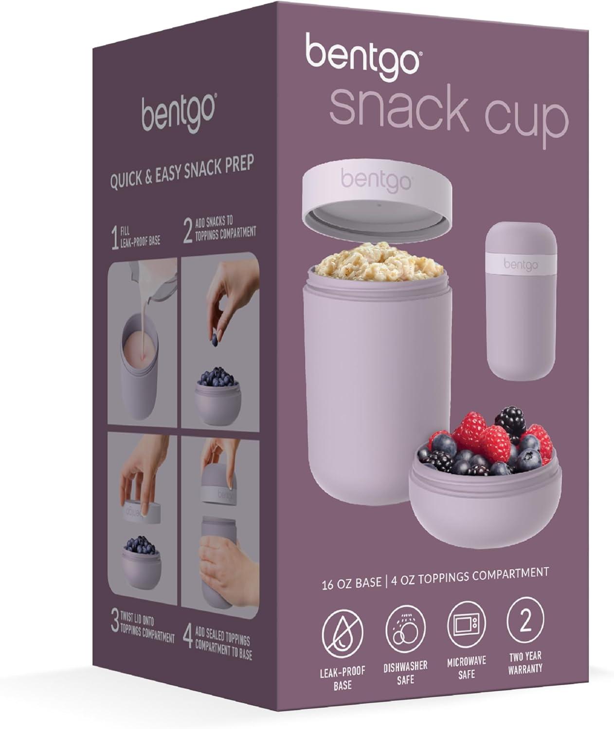 imageBentgo Snack Cup  Reusable Snack Container with LeakProof Design Toppings Compartment and DualSealing Lid Portable ampamp Lightweight for Work Travel Gym  Dishwasher Safe Dark GrayOrchid