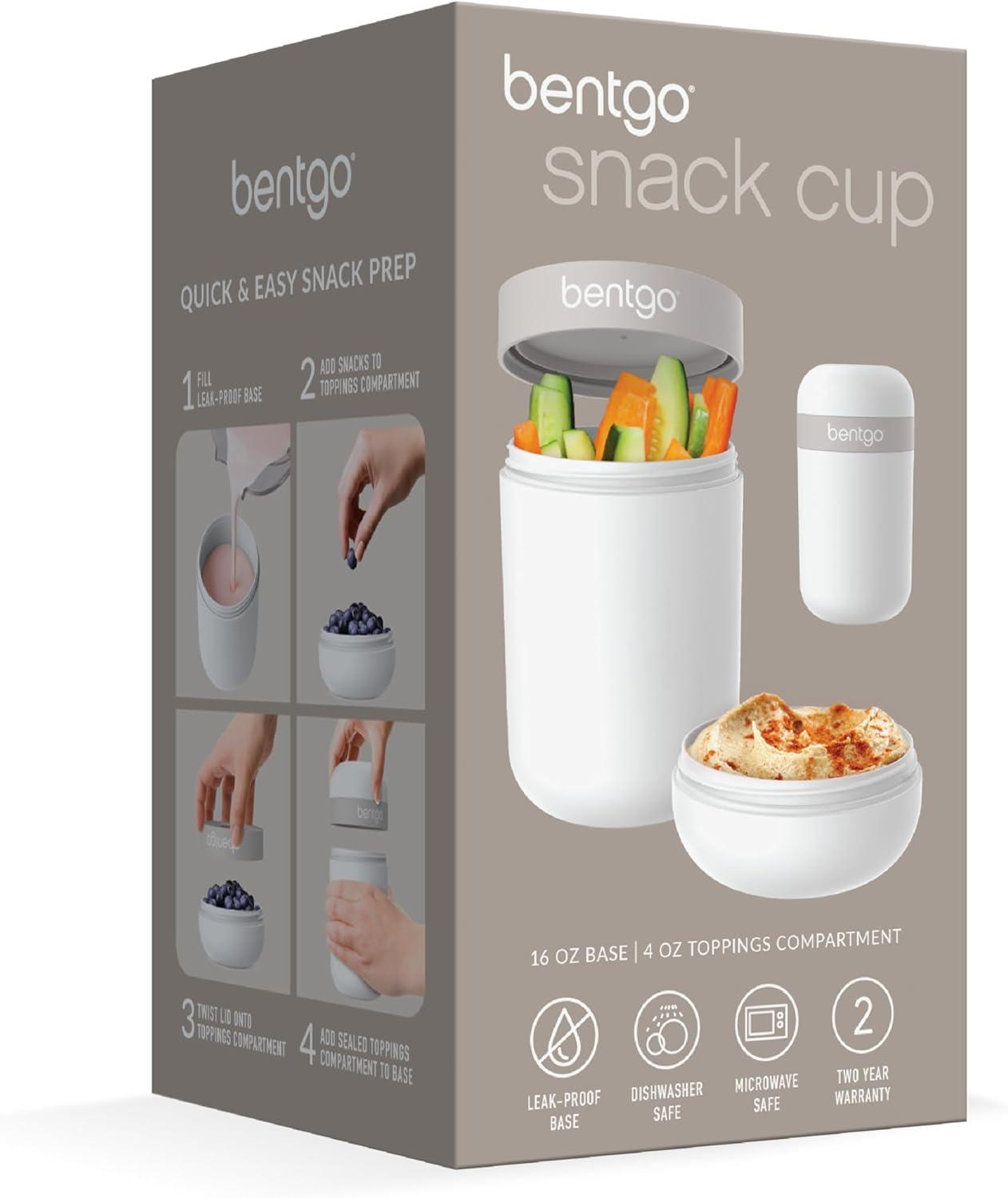 imageBentgo Snack Cup  Reusable Snack Container with LeakProof Design Toppings Compartment and DualSealing Lid Portable ampamp Lightweight for Work Travel Gym  Dishwasher Safe Dark GrayWhite