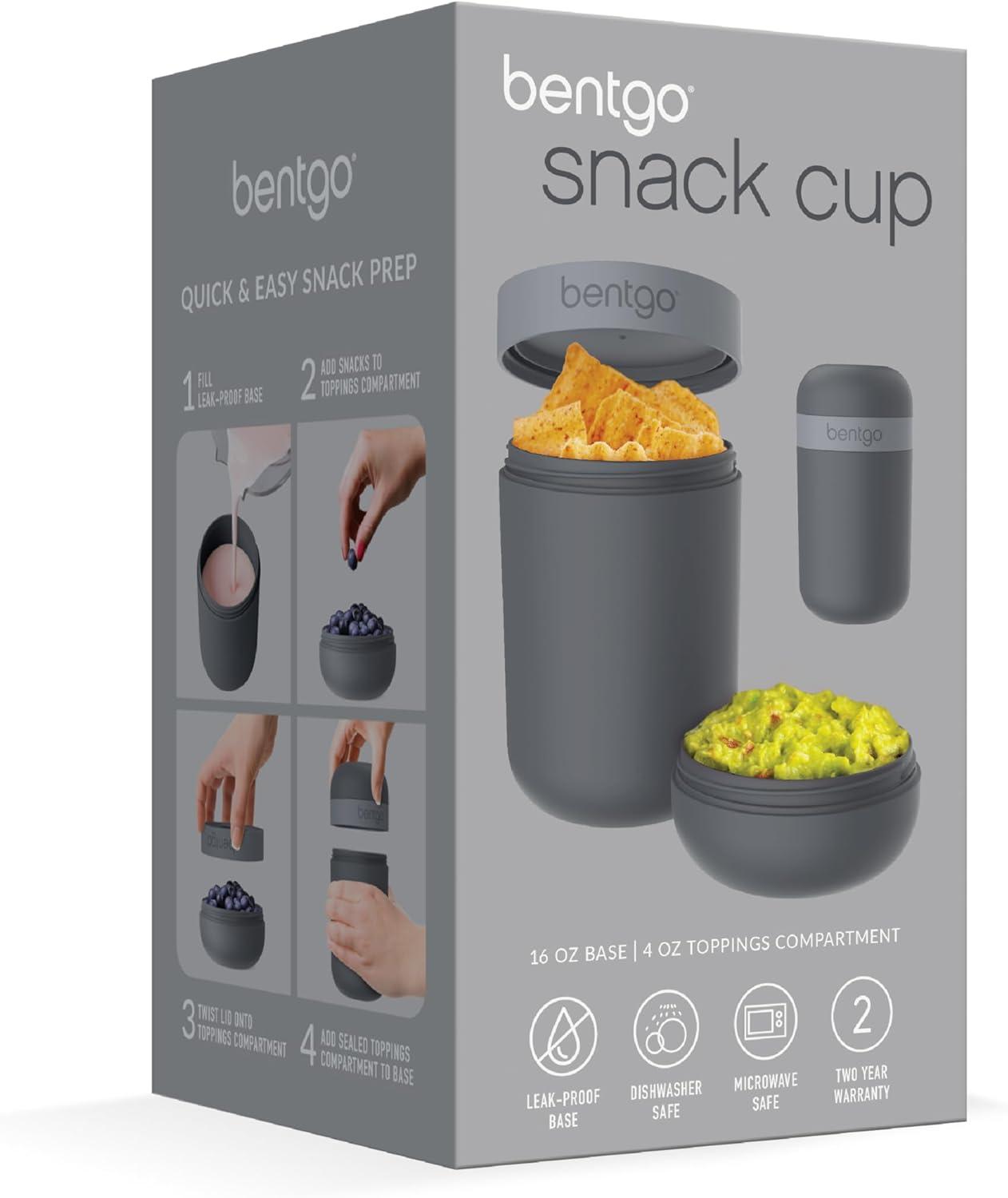 imageBentgo Snack Cup  Reusable Snack Container with LeakProof Design Toppings Compartment and DualSealing Lid Portable ampamp Lightweight for Work Travel Gym  Dishwasher Safe Dark GrayDark Gray