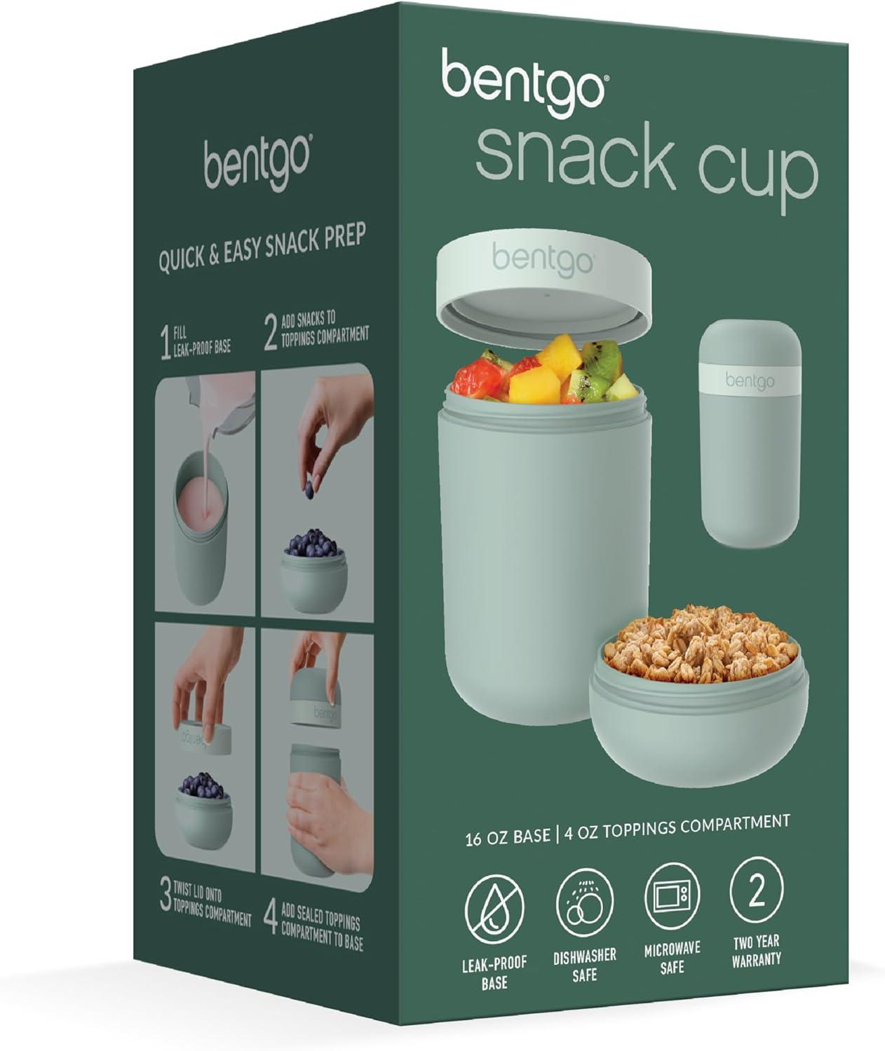imageBentgo Snack Cup  Reusable Snack Container with LeakProof Design Toppings Compartment and DualSealing Lid Portable ampamp Lightweight for Work Travel Gym  Dishwasher Safe Dark GrayMint Green