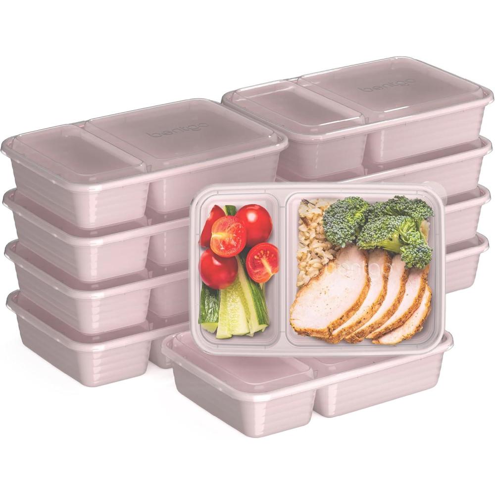 imageBentgo 20Piece Lightweight Durable Reusable BPAFree 2Compartment Containers  Microwave Freezer Dishwasher Safe  SkyBlush Pink