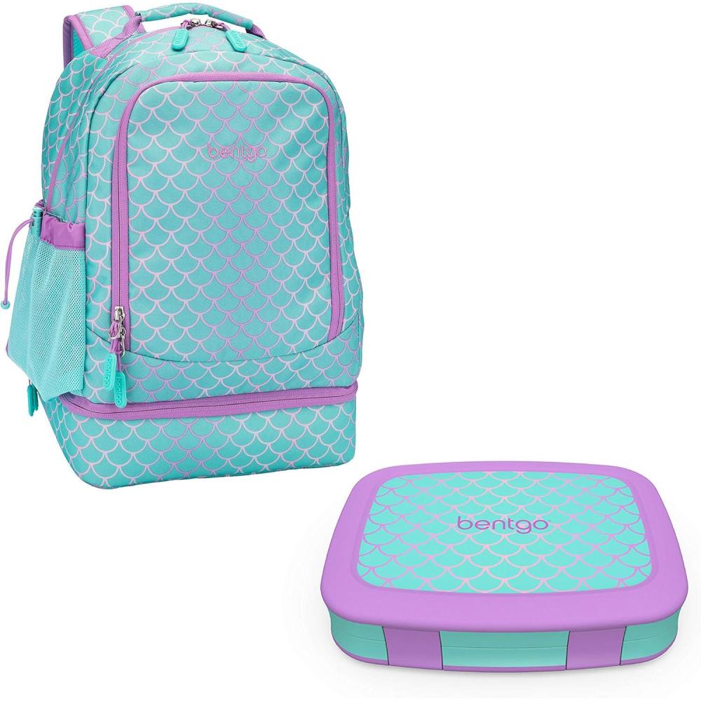 imageBentgo 2in1 Backpack ampamp Insulated Lunch Bag Set With Kids Prints Lunch Box Mermaid Scales