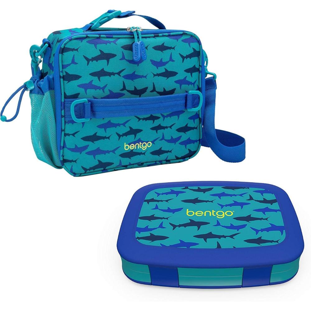 imageBentgo Prints Insulated Lunch Bag Set With Kids BentoStyle Lunch Box Shark