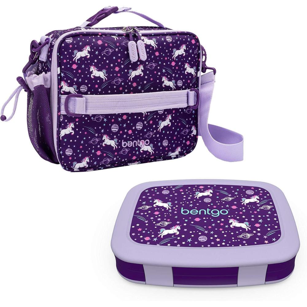 imageBentgo Prints Insulated Lunch Bag Set With Kids BentoStyle Lunch Box Unicorn