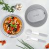 imageBentgo Bowl  Insulated LeakResistant Bowl with Snack Compartment Collapsible Utensils and Improved EasyGrip Design for OntheGo  Holds Soup Rice Cereal ampamp More  BPAFree 212 oz BlushGray