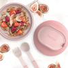 imageBentgo Bowl  Insulated LeakResistant Bowl with Snack Compartment Collapsible Utensils and Improved EasyGrip Design for OntheGo  Holds Soup Rice Cereal ampamp More  BPAFree 212 oz BlushBlush