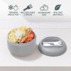 imageBentgo Bowl  Insulated LeakResistant Bowl with Snack Compartment Collapsible Utensils and Improved EasyGrip Design for OntheGo  Holds Soup Rice Cereal ampamp More  BPAFree 212 oz BlushGray