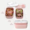 imageBentgo Classic  Adult Bento Box Stackable 3Compartment Lunch Box with Removable Utensil Set and Sealing Strap BPAFree Food Container Ideal for Meal Prep Work and On the Go BlueBlush Marble