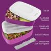 imageBentgo Classic  Adult Bento Box Stackable 3Compartment Lunch Box with Removable Utensil Set and Sealing Strap BPAFree Food Container Ideal for Meal Prep Work and On the Go BluePurple