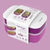 imageBentgo Classic  Adult Bento Box Stackable 3Compartment Lunch Box with Removable Utensil Set and Sealing Strap BPAFree Food Container Ideal for Meal Prep Work and On the Go BluePurple