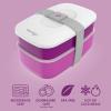 imageBentgo Classic  Adult Bento Box Stackable 3Compartment Lunch Box with Removable Utensil Set and Sealing Strap BPAFree Food Container Ideal for Meal Prep Work and On the Go BluePurple