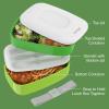 imageBentgo Classic  Adult Bento Box Stackable 3Compartment Lunch Box with Removable Utensil Set and Sealing Strap BPAFree Food Container Ideal for Meal Prep Work and On the Go BlueGreen