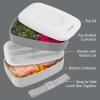 imageBentgo Classic  Adult Bento Box Stackable 3Compartment Lunch Box with Removable Utensil Set and Sealing Strap BPAFree Food Container Ideal for Meal Prep Work and On the Go BlueGray
