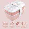 imageBentgo Classic  Adult Bento Box Stackable 3Compartment Lunch Box with Removable Utensil Set and Sealing Strap BPAFree Food Container Ideal for Meal Prep Work and On the Go BlueBlush Marble