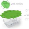 imageBentgo Glass Lunch Box  LeakProof BentoStyle Food Container with Airtight Lid and Divided 3Compartment Design  5 Cup Capacity for Meal Prepping and PortionControlled Meals for Adults GrayGreen