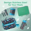 imageBentgo Kids Stainless Steel LeakResistant Lunch Box  3Compartments with Bonus Silicone Container Durable EcoFriendly Dishwasher Safe BPAFree Ideal for School Ages 3 FuchsiaGreen