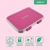 imageBentgo Kids Stainless Steel LeakResistant Lunch Box  3Compartments with Bonus Silicone Container Durable EcoFriendly Dishwasher Safe BPAFree Ideal for School Ages 3 FuchsiaFuchsia