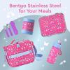 imageBentgo Kids Stainless Steel Prints LeakResistant Lunch Box  3Compartments with Bonus Silicone Container Durable EcoFriendly Dishwasher Safe BPAFree Ideal for School Ages 3 UnicornRainbows and Butterflies