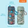 imageBentgo Kids Water Bottle 2Pack  LeakProof Durable Tritan BPAFree 15 oz Cup for KidsToddlers 3 FlipUp Straw Dishwasher Safe for SchoolSportsDaycareCamp Rainbows ampamp ButterfliesFairiesDinosaur  Dino Fossils