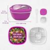 imageBentgo Salad Container  54 oz Bowl with 4Compartment Toppings Tray LeakProof Dressing Container Reusable Fork BPAFree Lunch Box for Meal Prep ampamp Food Storage Removable Bento Tray Coastal AquaPurple