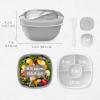 imageBentgo Salad Container  54 oz Bowl with 4Compartment Toppings Tray LeakProof Dressing Container Reusable Fork BPAFree Lunch Box for Meal Prep ampamp Food Storage Removable Bento Tray Coastal AquaGray