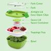 imageBentgo Salad Container  54 oz Bowl with 4Compartment Toppings Tray LeakProof Dressing Container Reusable Fork BPAFree Lunch Box for Meal Prep ampamp Food Storage Removable Bento Tray Coastal AquaGreen