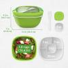 imageBentgo Salad Container  54 oz Bowl with 4Compartment Toppings Tray LeakProof Dressing Container Reusable Fork BPAFree Lunch Box for Meal Prep ampamp Food Storage Removable Bento Tray Coastal AquaGreen